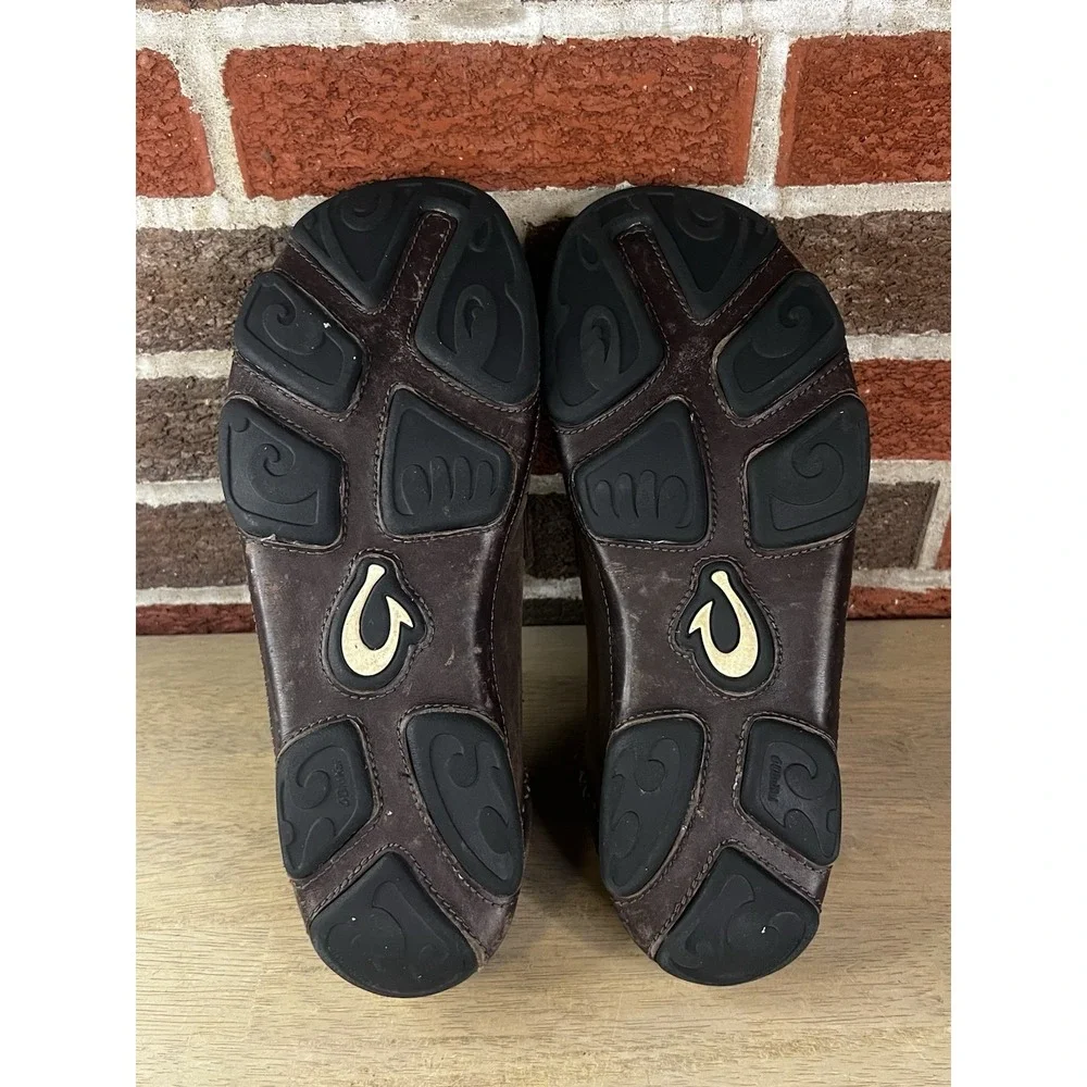 OLUKAI Moloa Slip On Men's Size 10 Brown Leather Nubuck Shoes 10128-6348